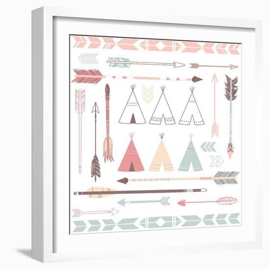 Teepee Tents And Arrows Collection - Hipster Style-Alisa Foytik-Framed Premium Giclee Print