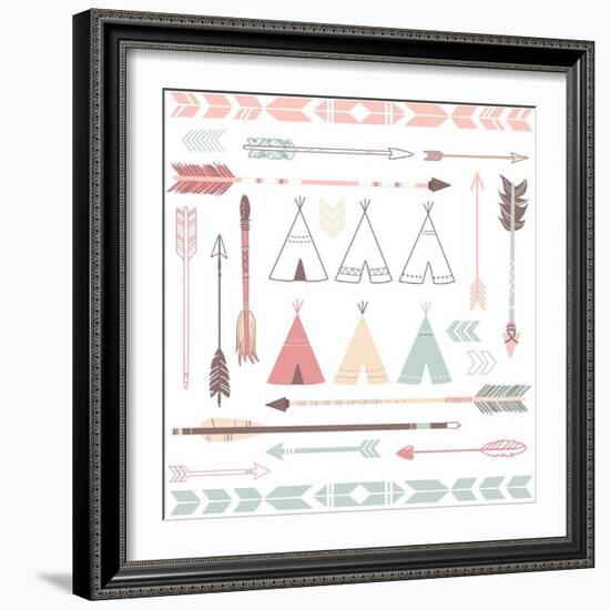 Teepee Tents And Arrows Collection - Hipster Style-Alisa Foytik-Framed Premium Giclee Print