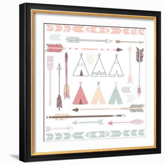 Teepee Tents And Arrows Collection - Hipster Style-Alisa Foytik-Framed Premium Giclee Print