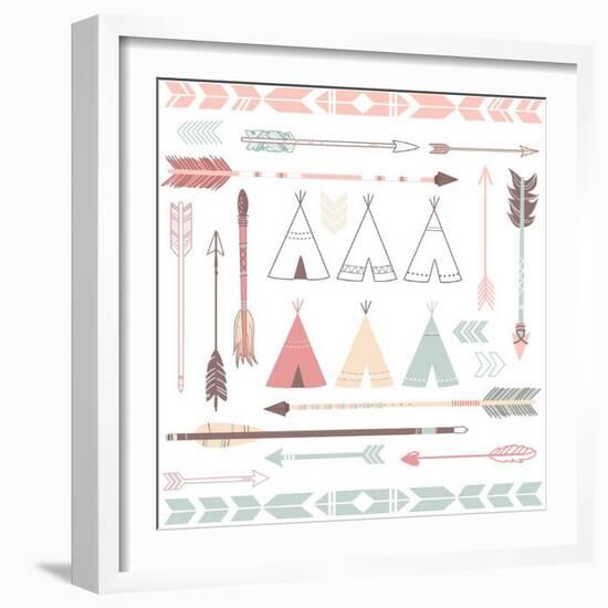 Teepee Tents And Arrows Collection - Hipster Style-Alisa Foytik-Framed Art Print