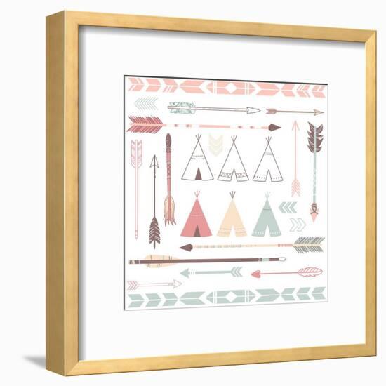 Teepee Tents And Arrows Collection - Hipster Style-Alisa Foytik-Framed Art Print