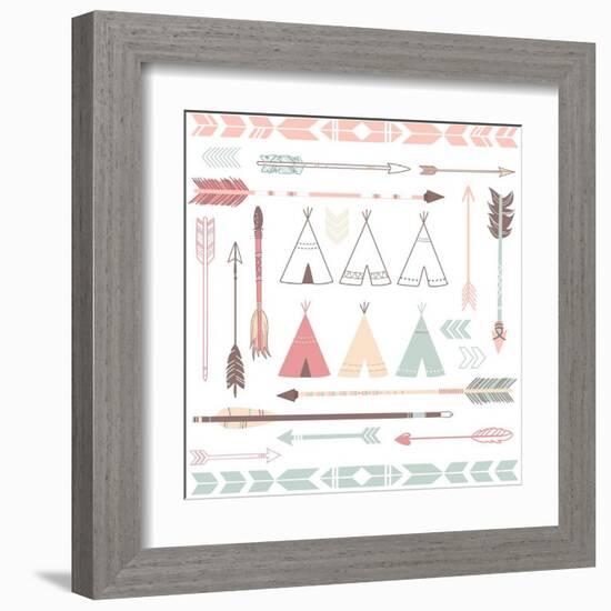 Teepee Tents And Arrows Collection - Hipster Style-Alisa Foytik-Framed Art Print