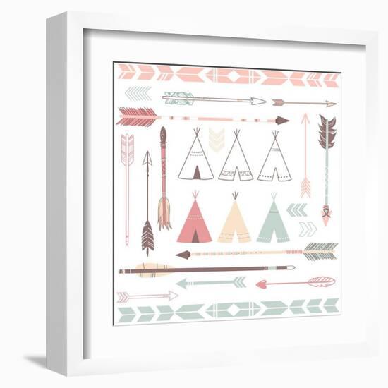 Teepee Tents And Arrows Collection - Hipster Style-Alisa Foytik-Framed Art Print