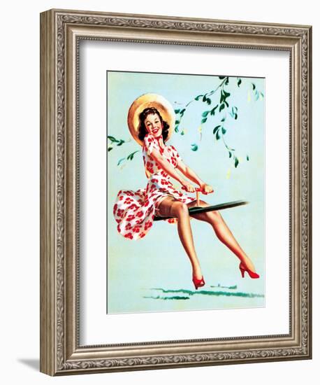 Teeter Taught Her (Well Balanced) Pin-Up 1944-Gil Elvgren-Framed Art Print