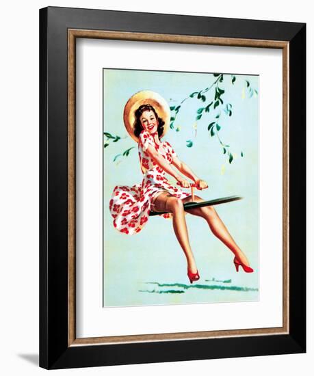 Teeter Taught Her (Well Balanced) Pin-Up 1944-Gil Elvgren-Framed Art Print