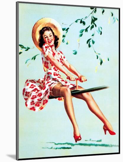 Teeter Taught Her (Well Balanced) Pin-Up 1944-Gil Elvgren-Mounted Art Print