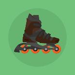 Roller Skates Skater Single Isolated with Green Flat Vector-Teguh Jati-Premium Giclee Print