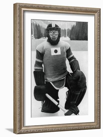 Teiji Homna, Japan Ice Hockey Team, Winter Olympics, Garmisch-Partenkirchen, Germany, 1936-null-Framed Giclee Print