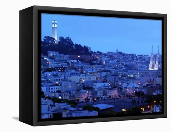 Telegraph Hill and North Beach, Coit Tower, San Francisco, California, USA-Walter Bibikow-Framed Premier Image Canvas