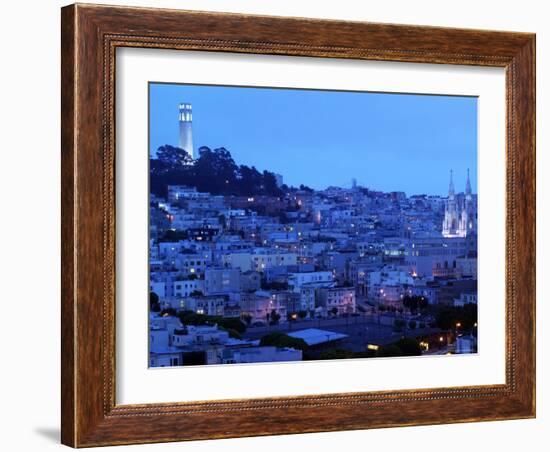 Telegraph Hill and North Beach, Coit Tower, San Francisco, California, USA-Walter Bibikow-Framed Photographic Print