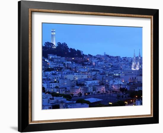 Telegraph Hill and North Beach, Coit Tower, San Francisco, California, USA-Walter Bibikow-Framed Photographic Print