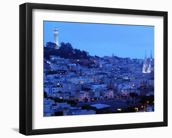 Telegraph Hill and North Beach, Coit Tower, San Francisco, California, USA-Walter Bibikow-Framed Photographic Print