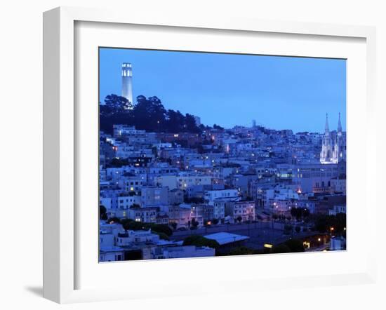 Telegraph Hill and North Beach, Coit Tower, San Francisco, California, USA-Walter Bibikow-Framed Photographic Print