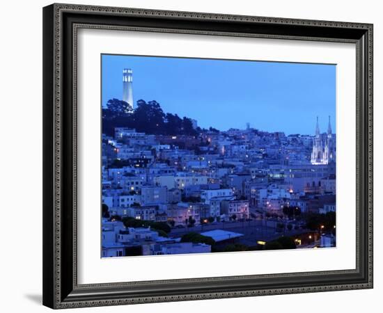 Telegraph Hill and North Beach, Coit Tower, San Francisco, California, USA-Walter Bibikow-Framed Photographic Print