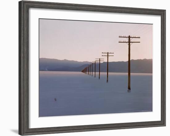 Telegraph Poles Along Bonneville Salt Flats at Sunset-Fritz Goro-Framed Photographic Print