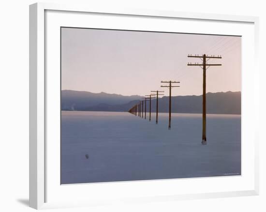 Telegraph Poles Along Bonneville Salt Flats at Sunset-Fritz Goro-Framed Photographic Print