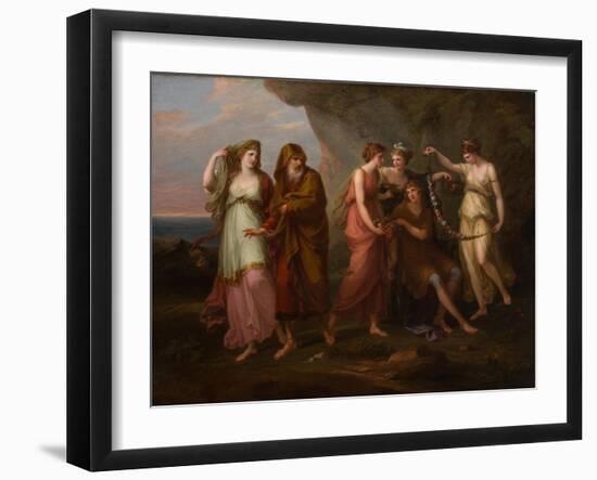 Telemachus and the Nymphs of Calypso, 1782-Angelica Kauffmann-Framed Giclee Print