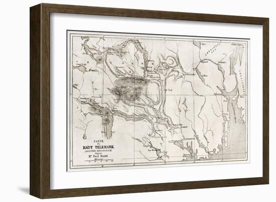 Telemark Old Map, Norway-marzolino-Framed Art Print