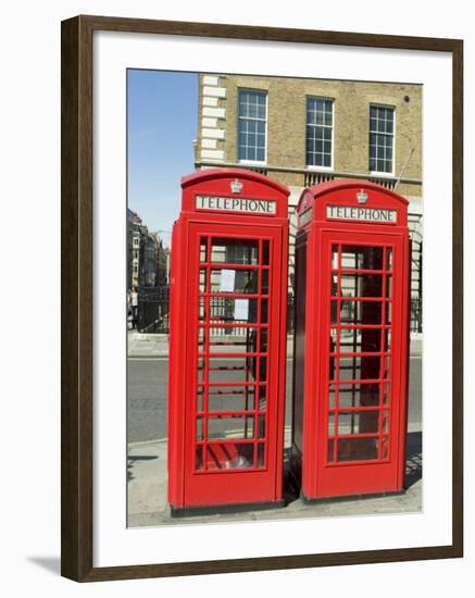 Telephone Boxes, London, England, United Kingdom-Ethel Davies-Framed Photographic Print