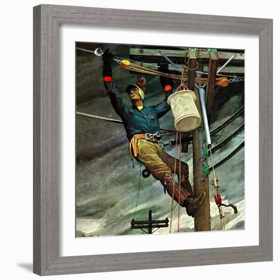 "Telephone Lineman," January 10, 1948-Mead Schaeffer-Framed Giclee Print