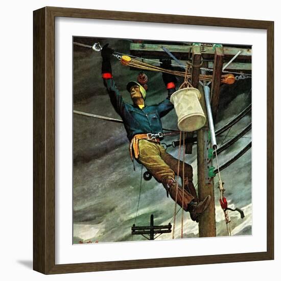 "Telephone Lineman," January 10, 1948-Mead Schaeffer-Framed Giclee Print