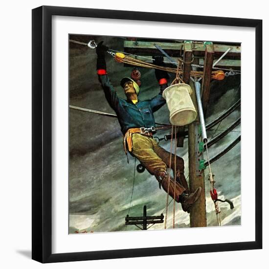 "Telephone Lineman," January 10, 1948-Mead Schaeffer-Framed Giclee Print