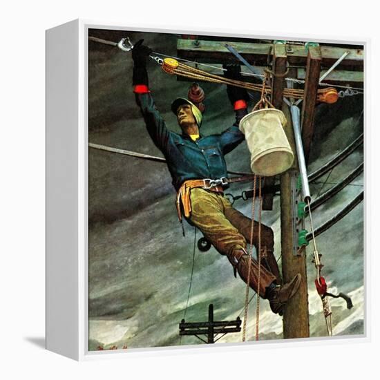 "Telephone Lineman," January 10, 1948-Mead Schaeffer-Framed Premier Image Canvas