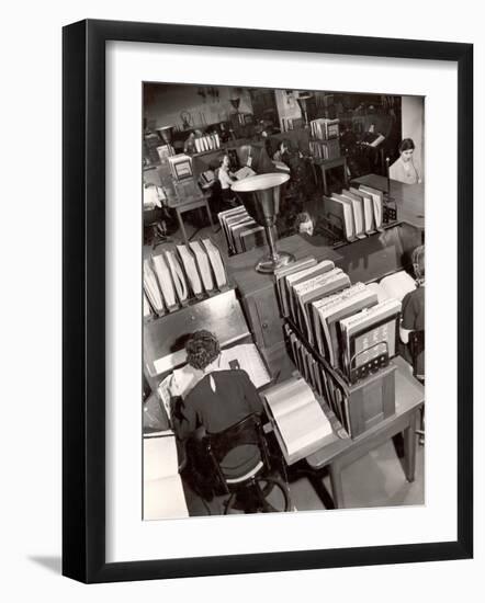 Telephone Operators Consulting Local and Long Distance Books and Directories, New York Telephone Co-Margaret Bourke-White-Framed Photographic Print