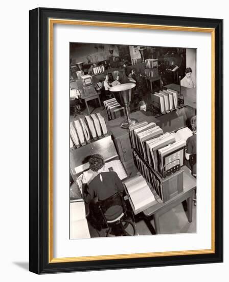 Telephone Operators Consulting Local and Long Distance Books and Directories, New York Telephone Co-Margaret Bourke-White-Framed Photographic Print