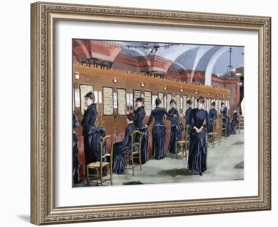 Telephone Service in Madrid (1886)-Prisma Archivo-Framed Photographic Print