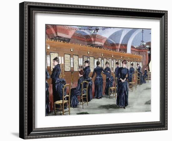 Telephone Service in Madrid (1886)-Prisma Archivo-Framed Photographic Print