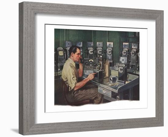 Telephone Technician-null-Framed Giclee Print