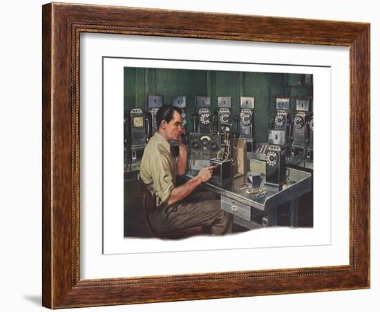 Telephone Technician-null-Framed Giclee Print