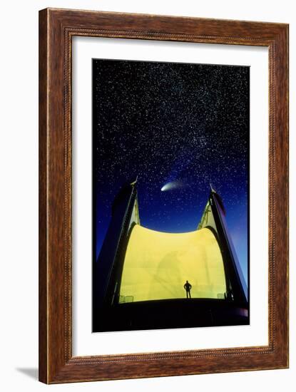 Telescope & Comet Hale-Bopp-David Nunuk-Framed Photographic Print