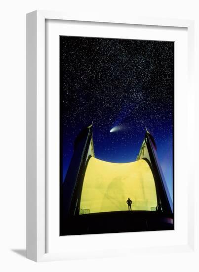 Telescope & Comet Hale-Bopp-David Nunuk-Framed Photographic Print