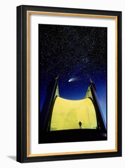 Telescope & Comet Hale-Bopp-David Nunuk-Framed Photographic Print