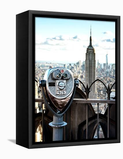 Telescope on the Obervatoire Deck, Top on the Rock at Rockefeller Center, Manhattan, New York-Philippe Hugonnard-Framed Premier Image Canvas