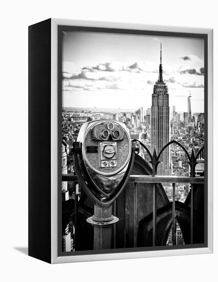 Telescope on the Obervatoire Deck, Top on the Rock at Rockefeller Center, Manhattan, New York-Philippe Hugonnard-Framed Premier Image Canvas