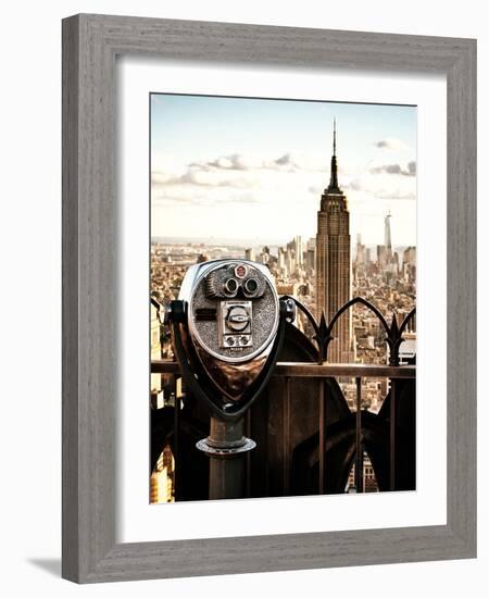 Telescope on the Obervatoire Deck, Top on the Rock at Rockefeller Center, Manhattan, New York-Philippe Hugonnard-Framed Photographic Print