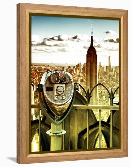 Telescope on the Obervatoire Deck, Top on the Rock at Rockefeller Center, Manhattan, New York-Philippe Hugonnard-Framed Premier Image Canvas