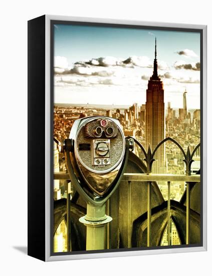 Telescope on the Obervatoire Deck, Top on the Rock at Rockefeller Center, Manhattan, New York-Philippe Hugonnard-Framed Premier Image Canvas