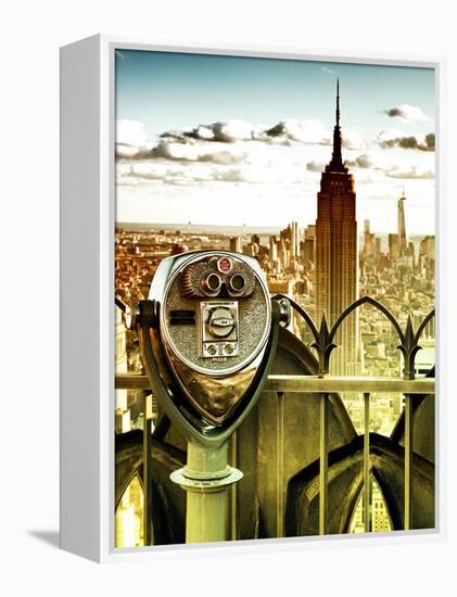 Telescope on the Obervatoire Deck, Top on the Rock at Rockefeller Center, Manhattan, New York-Philippe Hugonnard-Framed Premier Image Canvas