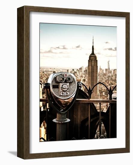 Telescope on the Obervatoire Deck, Top on the Rock at Rockefeller Center, Manhattan, New York-Philippe Hugonnard-Framed Art Print