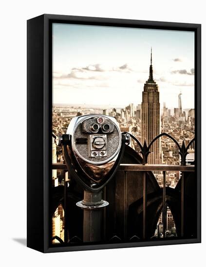 Telescope on the Obervatoire Deck, Top on the Rock at Rockefeller Center, Manhattan, New York-Philippe Hugonnard-Framed Stretched Canvas