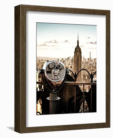 Telescope on the Obervatoire Deck, Top on the Rock at Rockefeller Center, Manhattan, New York-Philippe Hugonnard-Framed Premium Giclee Print