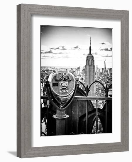 Telescope on the Obervatoire Deck, Top on the Rock at Rockefeller Center, Manhattan, New York-Philippe Hugonnard-Framed Art Print