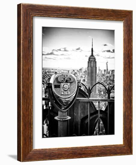 Telescope on the Obervatoire Deck, Top on the Rock at Rockefeller Center, Manhattan, New York-Philippe Hugonnard-Framed Art Print