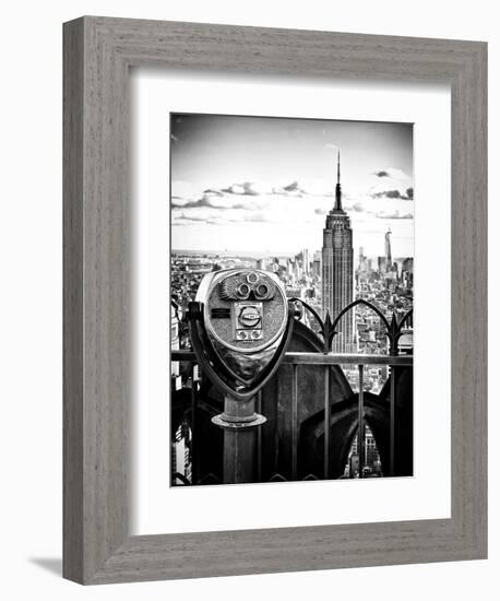 Telescope on the Obervatoire Deck, Top on the Rock at Rockefeller Center, Manhattan, New York-Philippe Hugonnard-Framed Premium Giclee Print