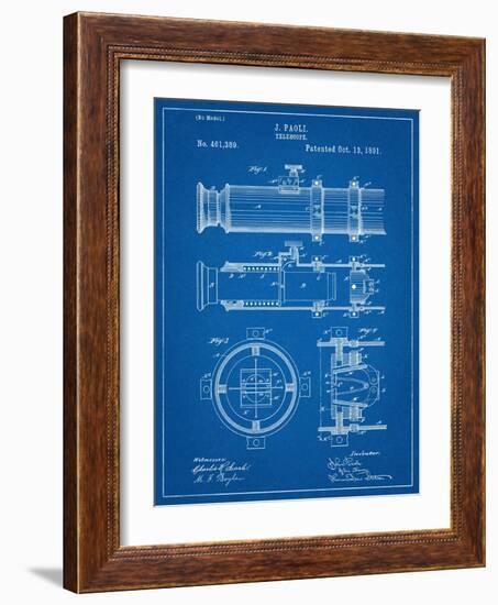 Telescope Vintage Patent 1891-null-Framed Art Print