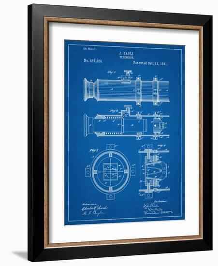 Telescope Vintage Patent 1891-null-Framed Art Print